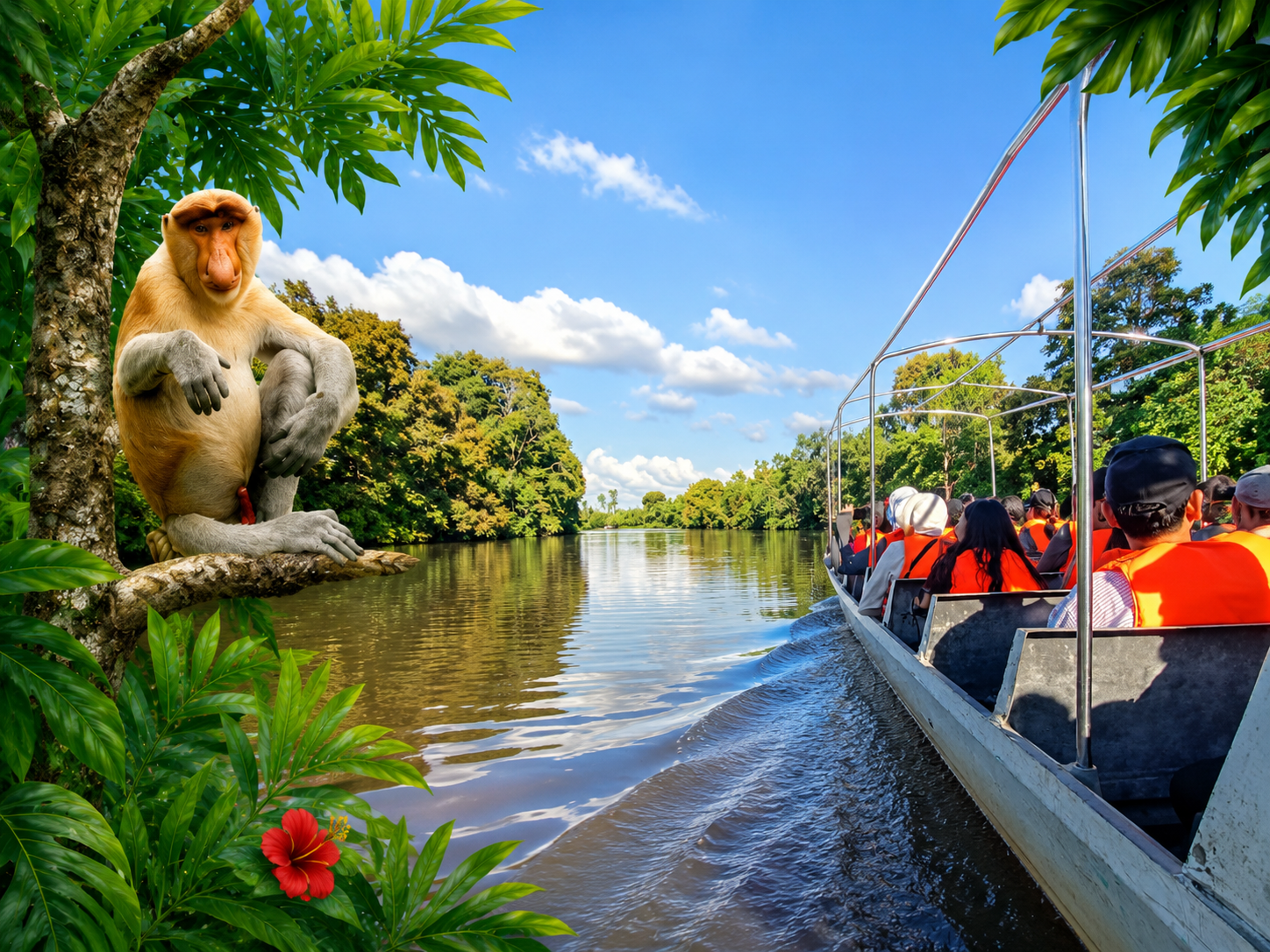 Klias River Cruise sunset background